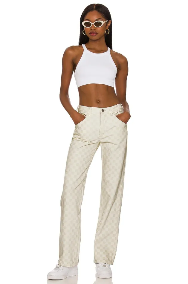 Lovers and Friends Denim Women Tyler Low Rise Carpenter Ecru Check Lovers and Friends Denim Women Tyler Low Rise Carpenter Ecru Check
