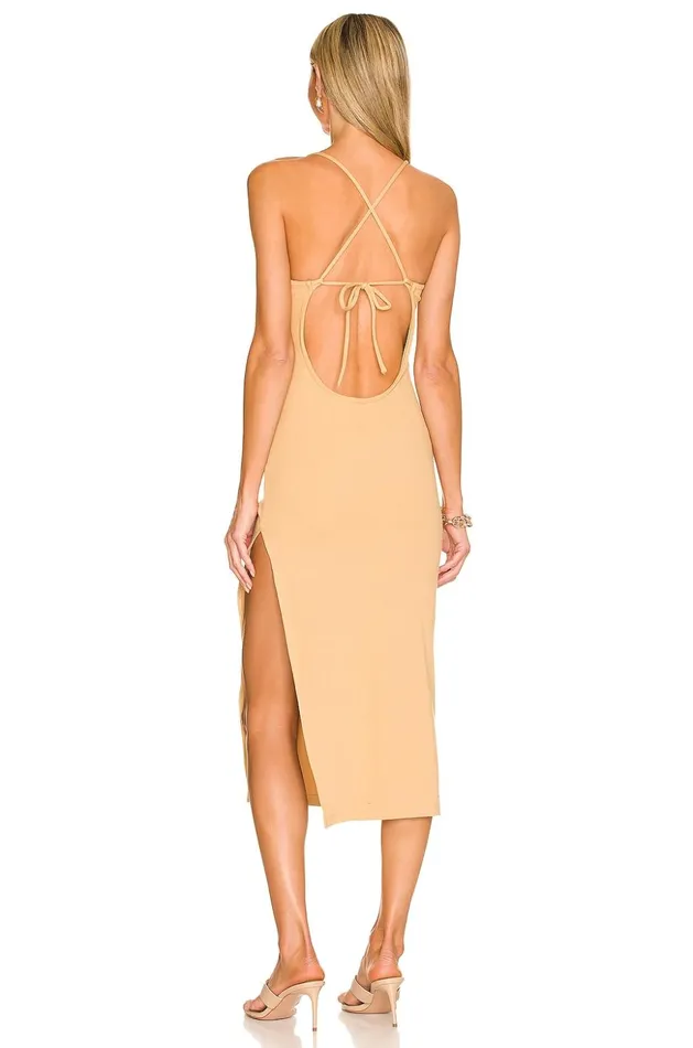 Lovers and Friends Dresses Women Clara Midi Dress Golden Tan Lovers and Friends Dresses Women Clara Midi Dress Golden Tan