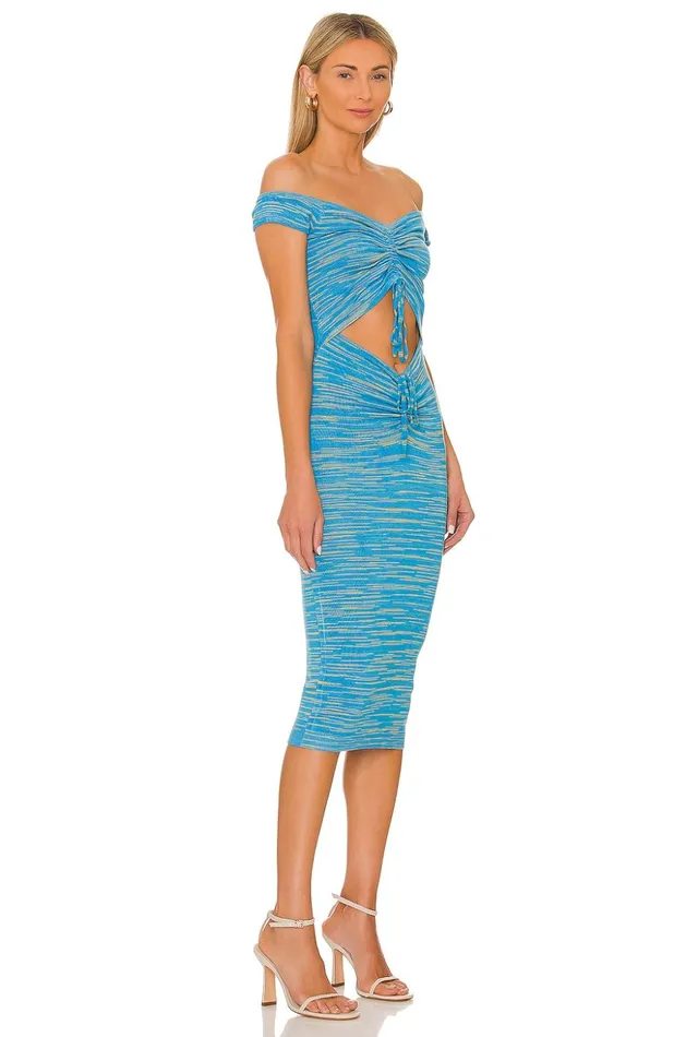 Lovers and Friends Dresses Women Dresden Off Shoulder Midi Dress Bright Blue Spacedye Lovers and Friends Dresses Women Dresden Off Shoulder Midi Dress Bright Blue Spacedye