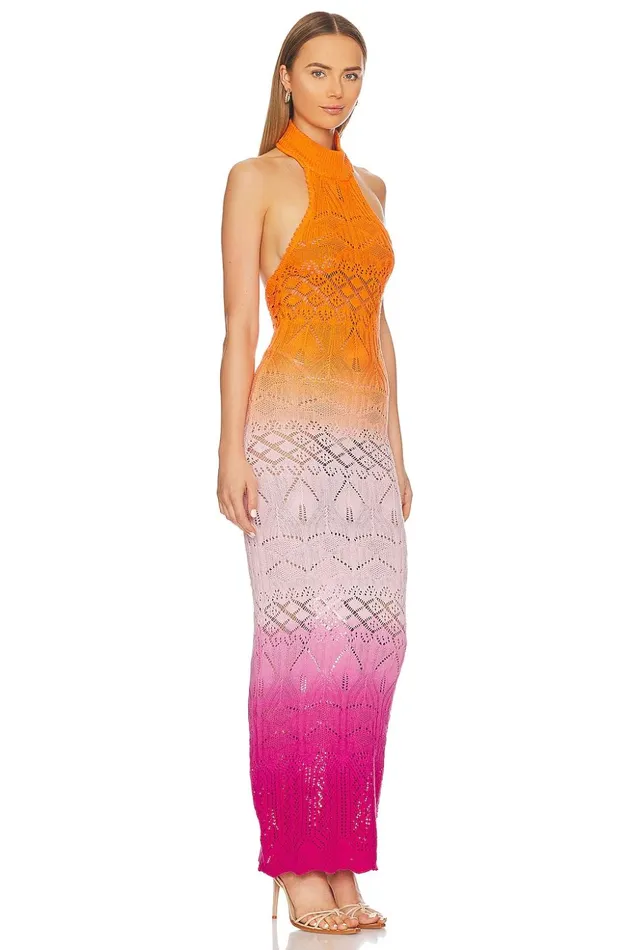 Lovers and Friends Dresses Women Isano Ombre Maxi Knit Dress Hot Pink and Orange Lovers and Friends Dresses Women Isano Ombre Maxi Knit Dress Hot Pink and Orange