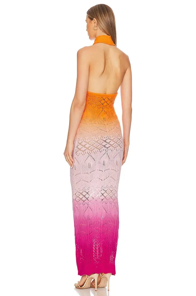 Lovers and Friends Dresses Women Isano Ombre Maxi Knit Dress Hot Pink and Orange Lovers and Friends Dresses Women Isano Ombre Maxi Knit Dress Hot Pink and Orange