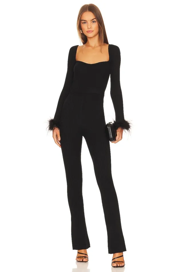 Lovers and Friends Jumpsuits Women Evana Feather Jumpsuit Black