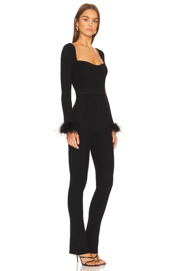 Lovers and Friends Jumpsuits Women Evana Feather Jumpsuit Black Lovers and Friends Jumpsuits Women Evana Feather Jumpsuit Black