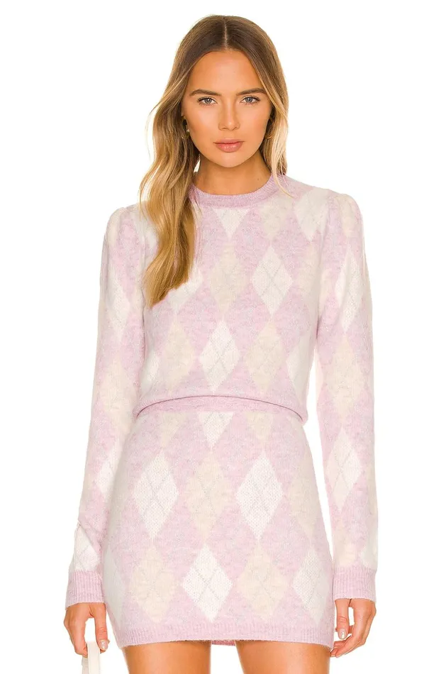 Lovers and Friends Sweaters and Knits Women Casey Lurex Argyle Sweater Multi Pastel