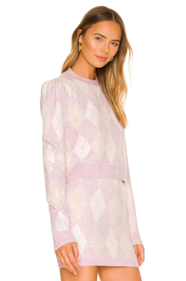 Lovers and Friends Sweaters and Knits Women Casey Lurex Argyle Sweater Multi Pastel Lovers and Friends Sweaters and Knits Women Casey Lurex Argyle Sweater Multi Pastel