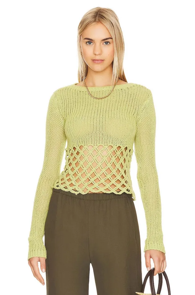 Lovers and Friends Sweaters and Knits Women Clara Cropped Fishnet Pullover Green