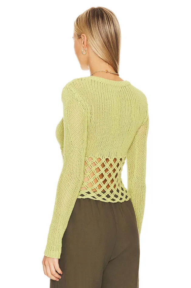 Lovers and Friends Sweaters and Knits Women Clara Cropped Fishnet Pullover Green Lovers and Friends Sweaters and Knits Women Clara Cropped Fishnet Pullover Green