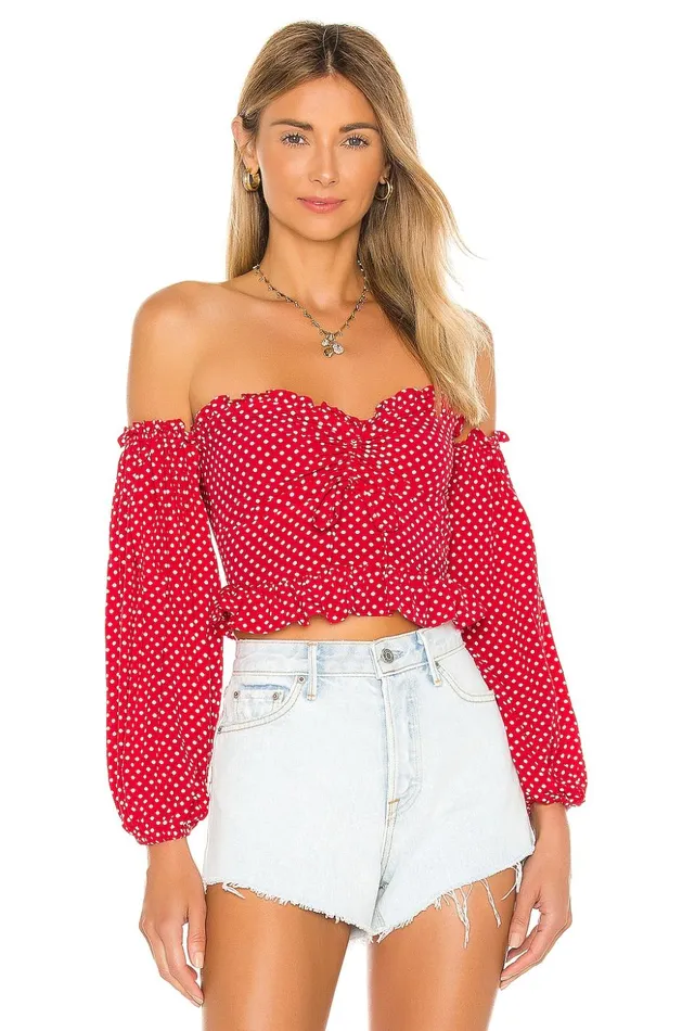 Lovers and Friends Tops Women Arianna Top Red and White Dot