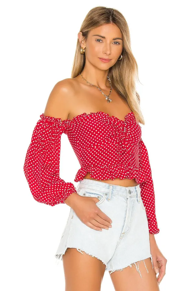 Lovers and Friends Tops Women Arianna Top Red and White Dot Lovers and Friends Tops Women Arianna Top Red and White Dot