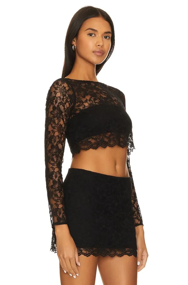 Lovers and Friends Tops Women Gracia Crop Top Black Lovers and Friends Tops Women Gracia Crop Top Black