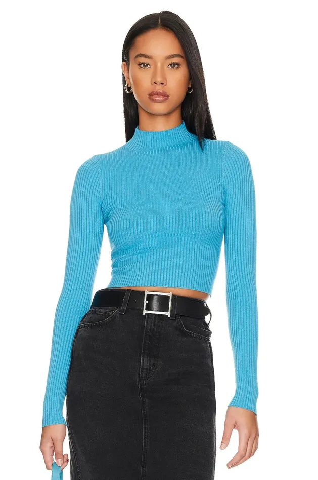 Lovers and Friends Tops Women Taline Open Back Knit Top Ocean Blue Lovers and Friends Tops Women Taline Open Back Knit Top Ocean Blue
