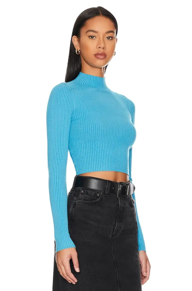Lovers and Friends Tops Women Taline Open Back Knit Top Ocean Blue Lovers and Friends Tops Women Taline Open Back Knit Top Ocean Blue