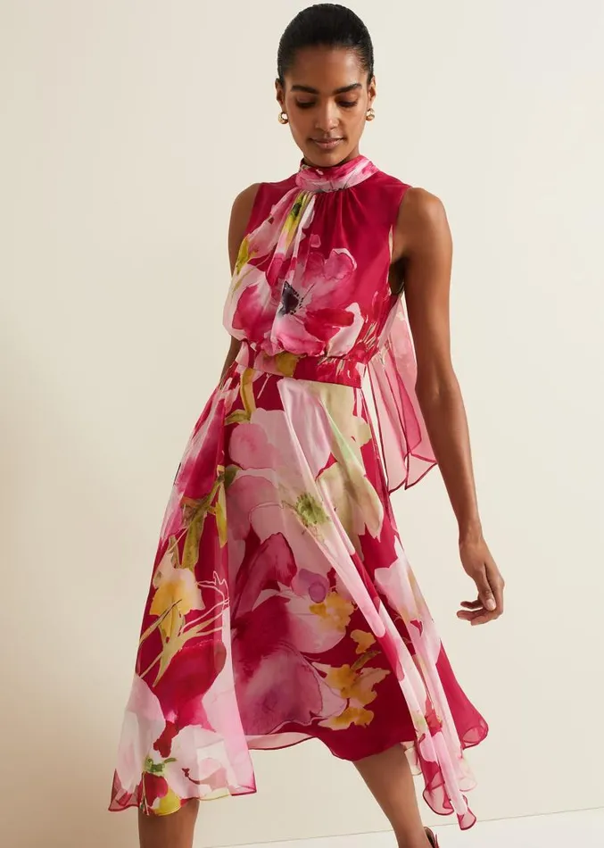 Lucinda Floral Midi Dress Multicoloured Women Phase Eight Dresses