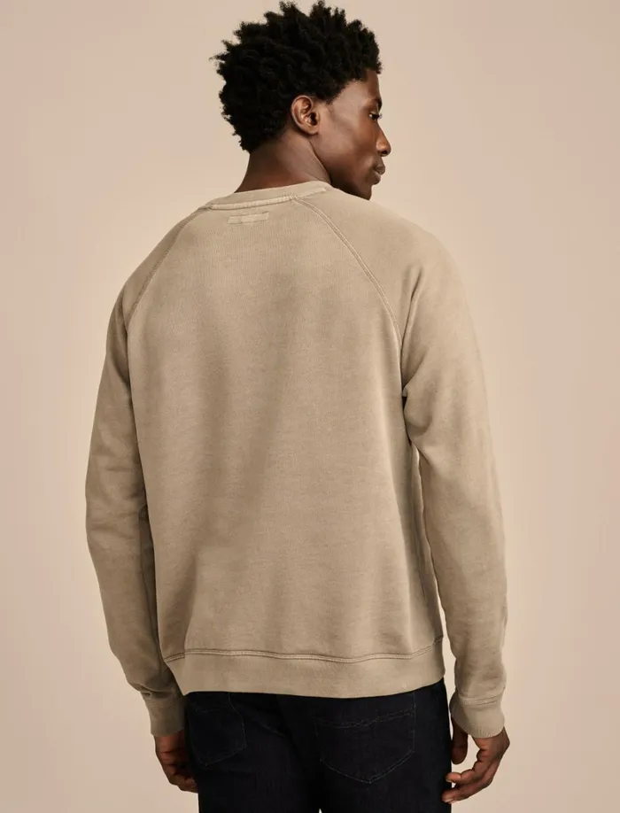 Lucky Brand Activewear Men Fleece Logo Raglan Crew Vetiver