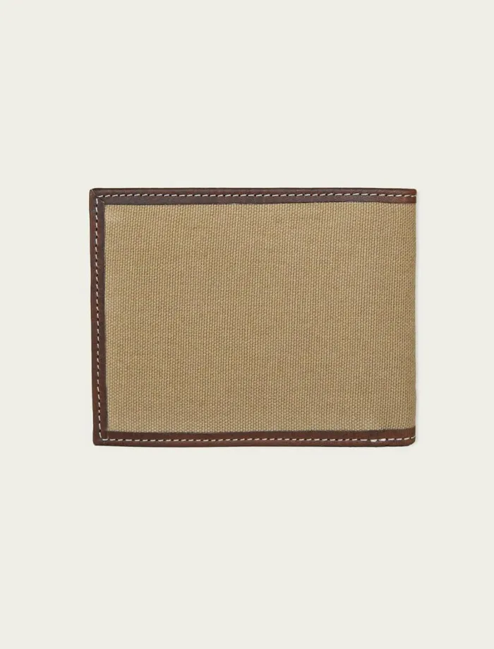 Lucky Brand Bags and Wallets Men Canvas With Leather Trim Bifold Wallet Natural