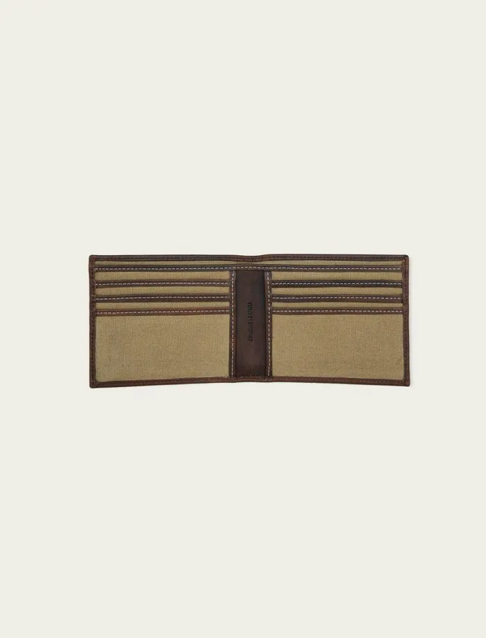 Lucky Brand Bags and Wallets Men Canvas With Leather Trim Bifold Wallet Natural