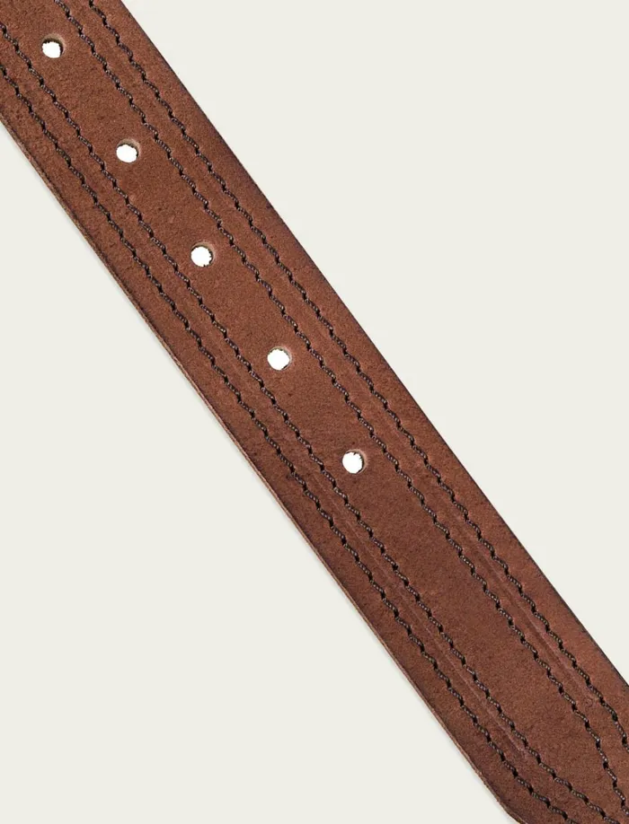 Lucky Brand Belts Men Antiqued Leather Belt With Darker Stitching Detail Medium Brown