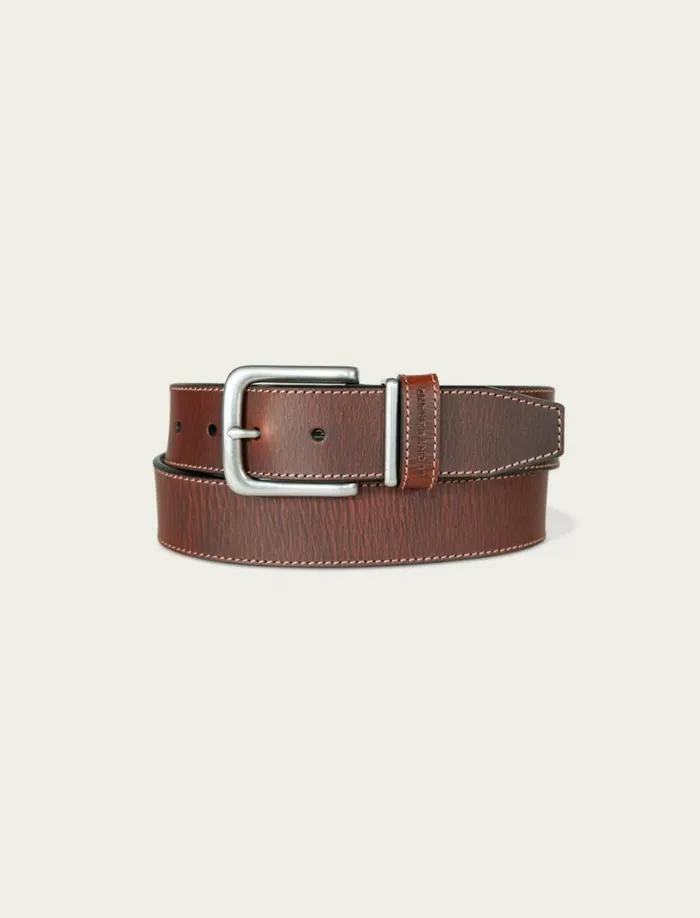Lucky Brand Belts Men Leather Jean Belt With Metal And Leather Keeper Medium Brown