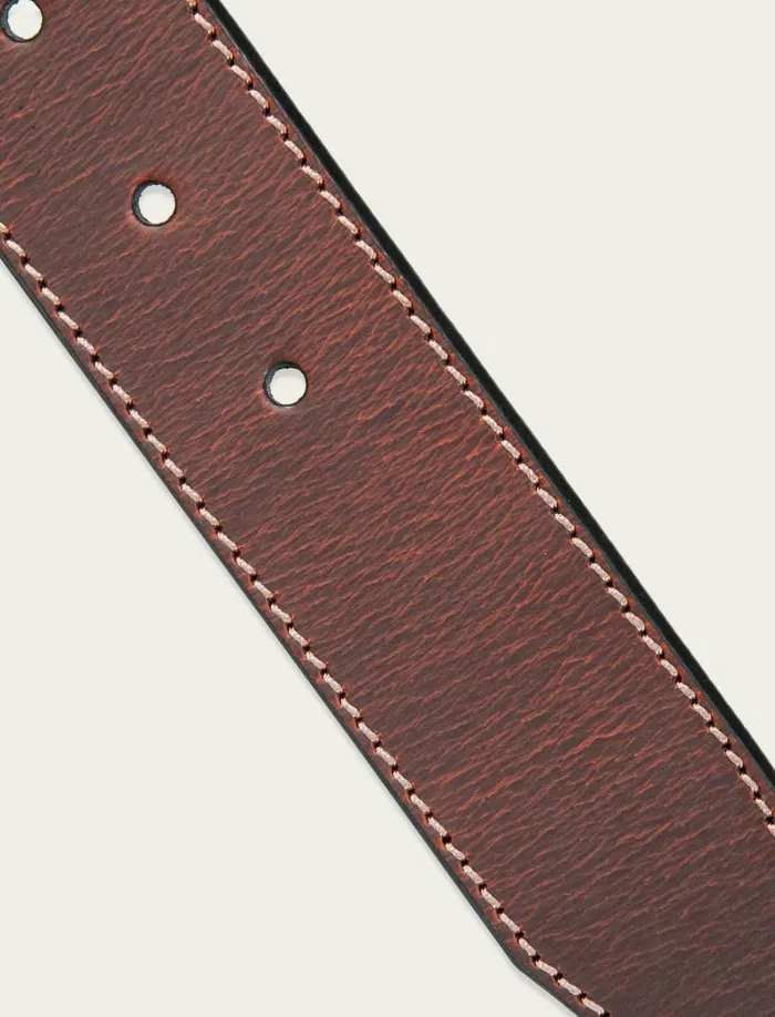 Lucky Brand Belts Men Leather Jean Belt With Metal And Leather Keeper Medium Brown