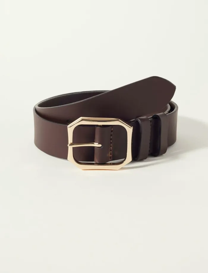 Lucky Brand Belts Women High Shine Buckle Belt Dark Brown