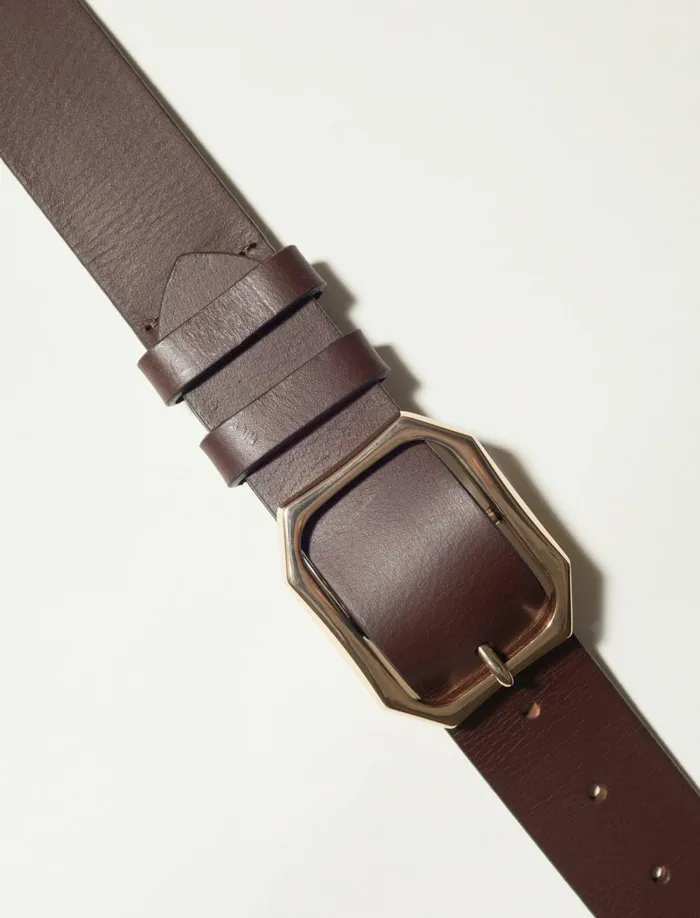 Lucky Brand Belts Women High Shine Buckle Belt Dark Brown