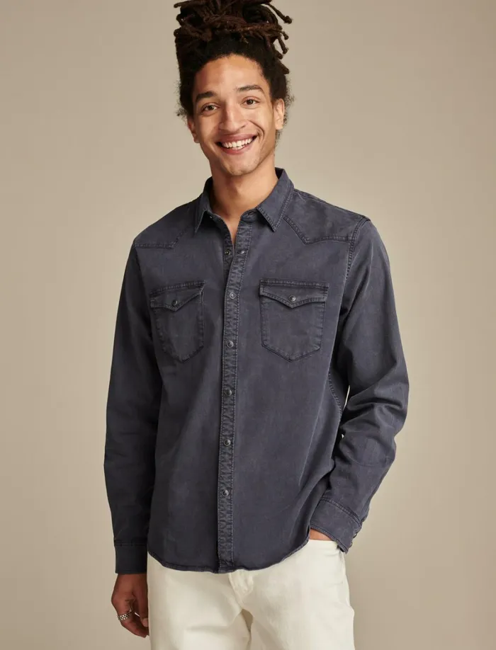 Lucky Brand ButtonDowns Men Cole Hauser Twill Western Shirt Parisian Nights