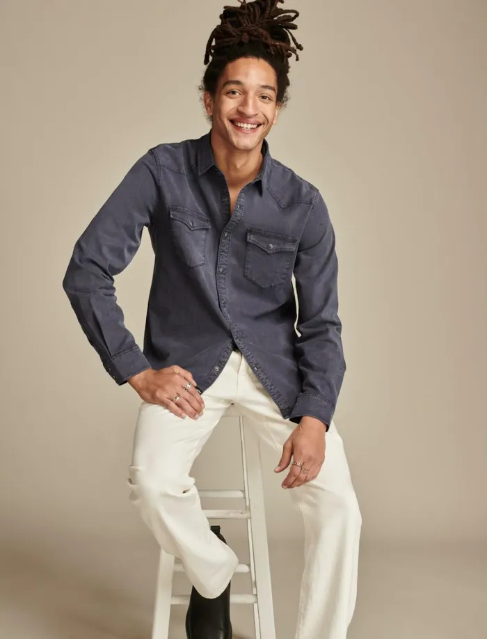 Lucky Brand ButtonDowns Men Cole Hauser Twill Western Shirt Parisian Nights