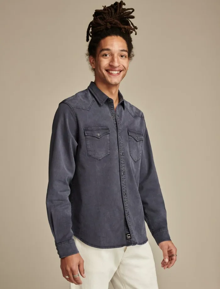 Lucky Brand ButtonDowns Men Cole Hauser Twill Western Shirt Parisian Nights