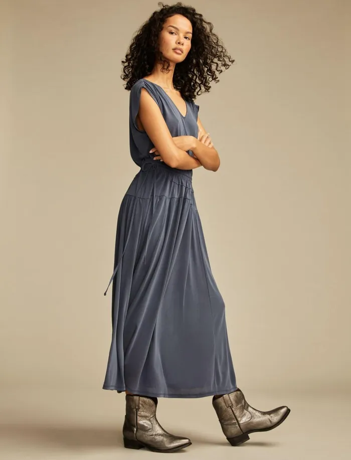 Lucky Brand Dresses Women Sandwash Ruched Dress Blue Nights