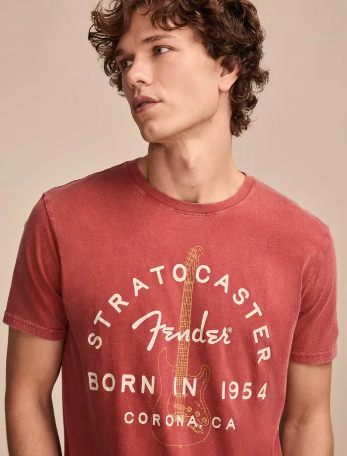 Lucky Brand Graphic Tees Men Fender Stratocaster Tandoori Spice