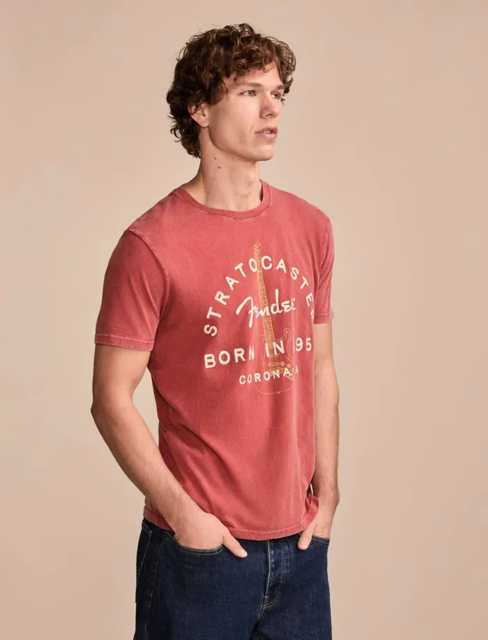Lucky Brand Graphic Tees Men Fender Stratocaster Tandoori Spice