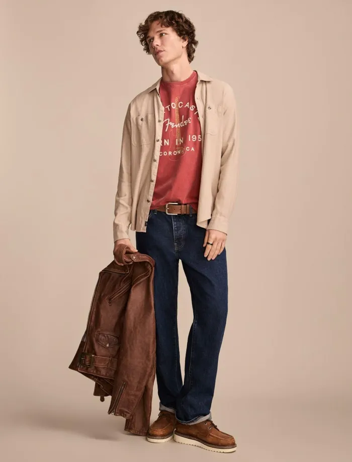 Lucky Brand Graphic Tees Men Fender Stratocaster Tandoori Spice