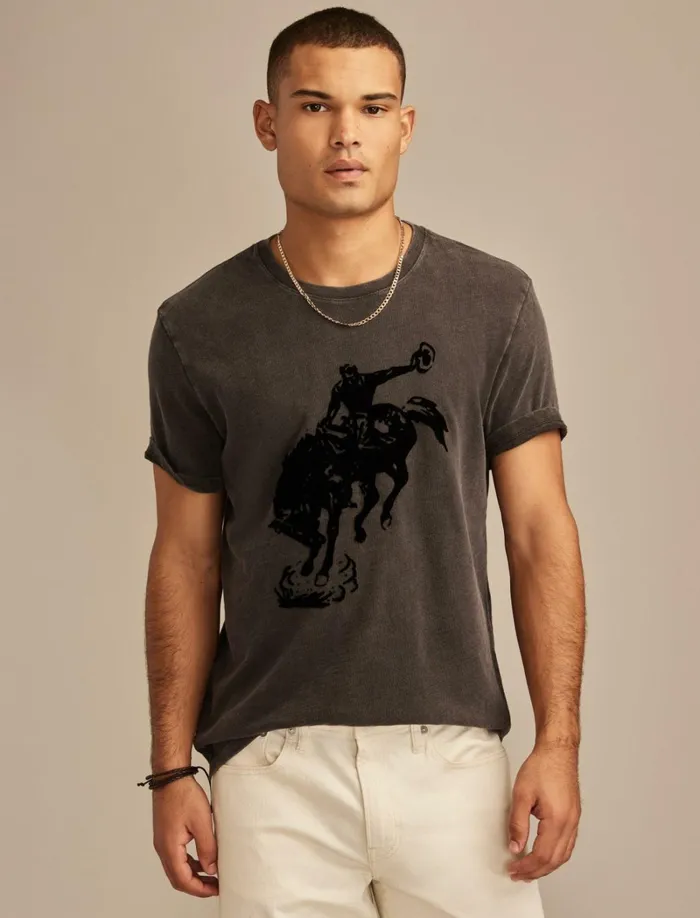 Lucky Brand Graphic Tees Men Horse Rider Jet Black