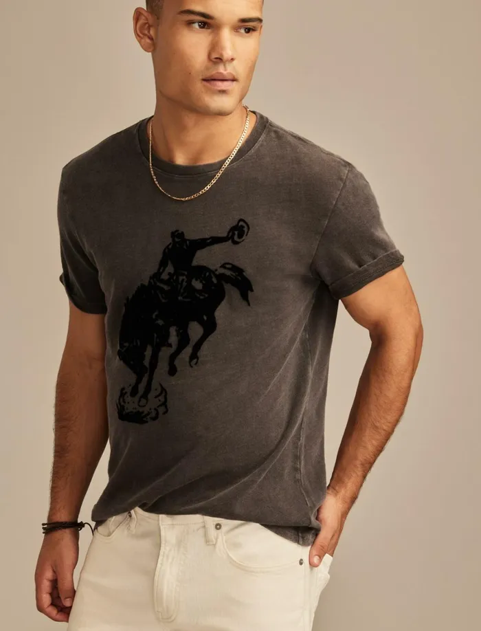 Lucky Brand Graphic Tees Men Horse Rider Jet Black