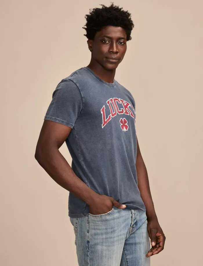Lucky Brand Graphic Tees Men Lucky Clover Logo Dress Blues