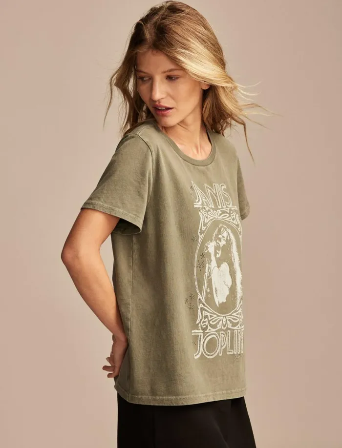 Lucky Brand Graphic Tees Women Janis Joplin Frame Classic Crew Thyme