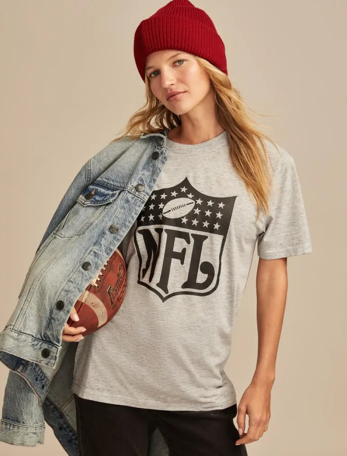 Lucky Brand Graphic Tees Women Nfl Shield Heather Greyyellow