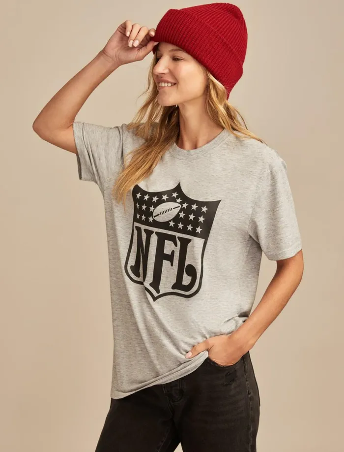 Lucky Brand Graphic Tees Women Nfl Shield Heather Greyyellow