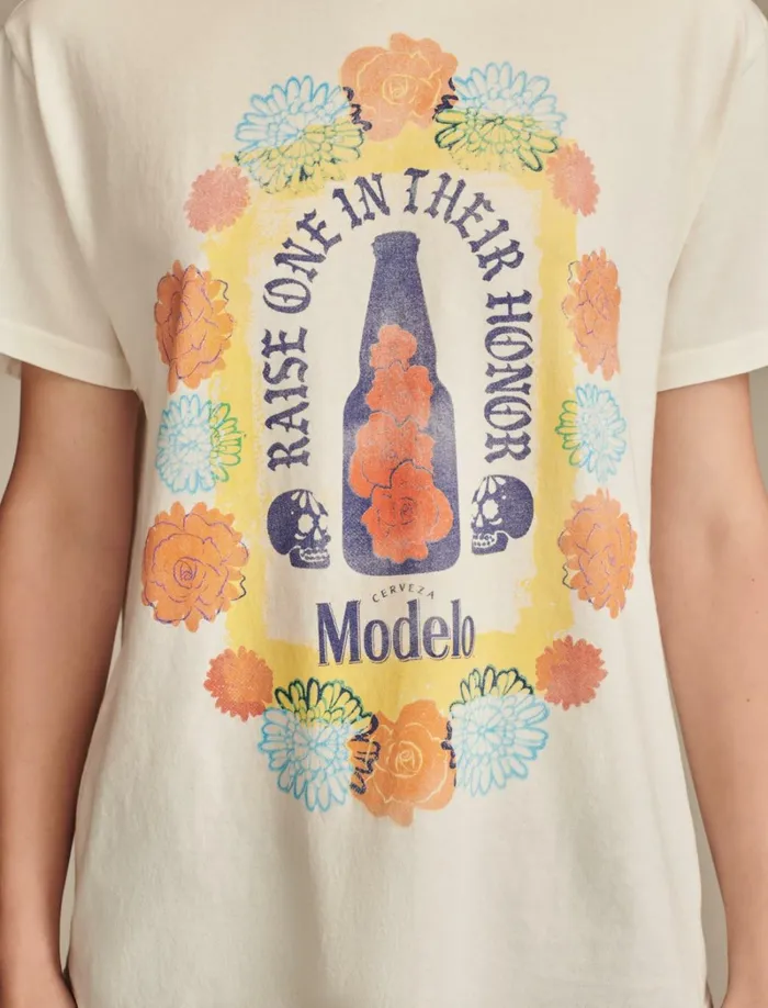 Lucky Brand Graphic Tees Women Raise One In Their Honor Boyfriend Tee Snow White