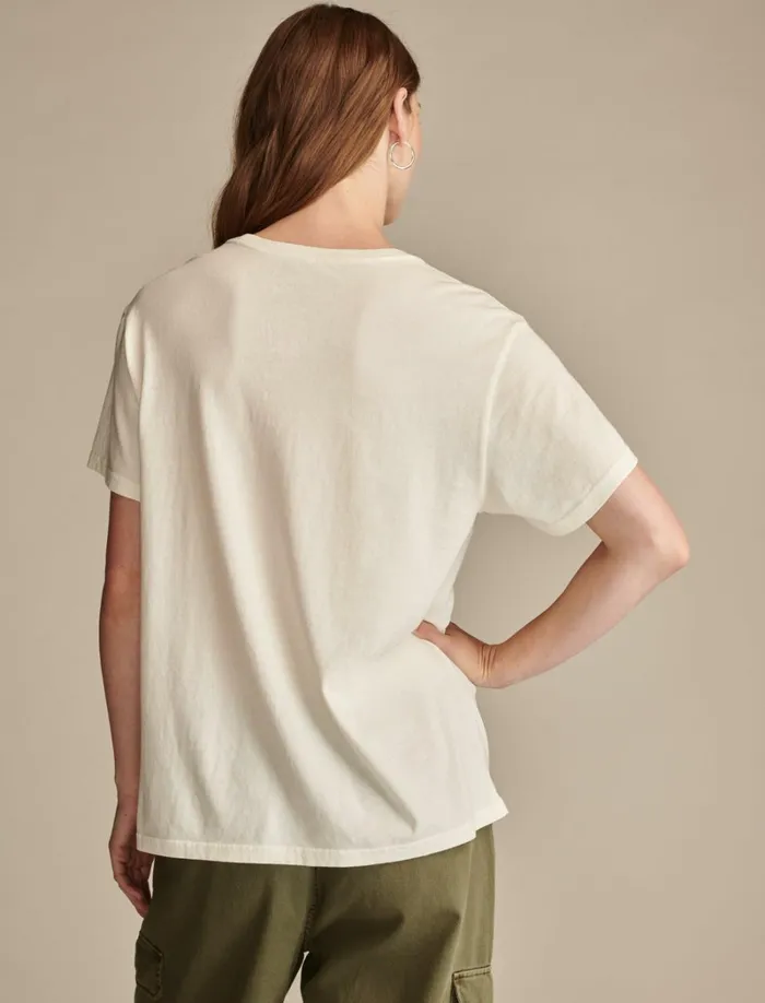 Lucky Brand Graphic Tees Women Raise One In Their Honor Boyfriend Tee Snow White