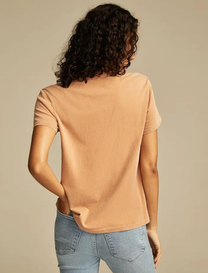 Lucky Brand Graphic Tees Women Studded Sun Floral Classic Crew Camel