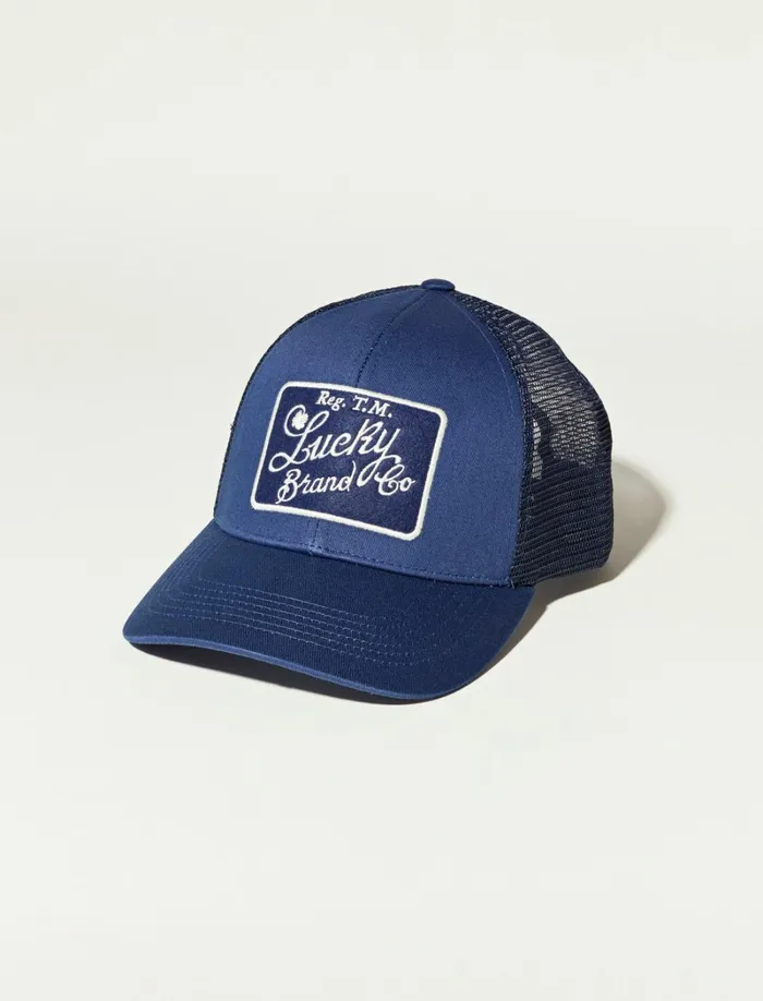 Lucky Brand Hats Men Lucky Brand Patch Trucker Medium Dark Blue