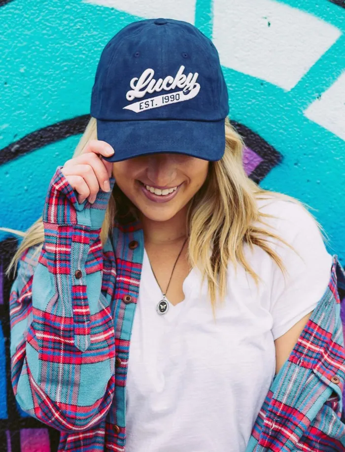 Lucky Brand Hats Women Lucky 1990 Embroidered Dad Hat Dark Blue