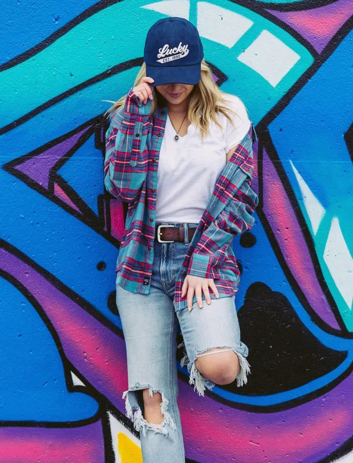 Lucky Brand Hats Women Lucky 1990 Embroidered Dad Hat Dark Blue