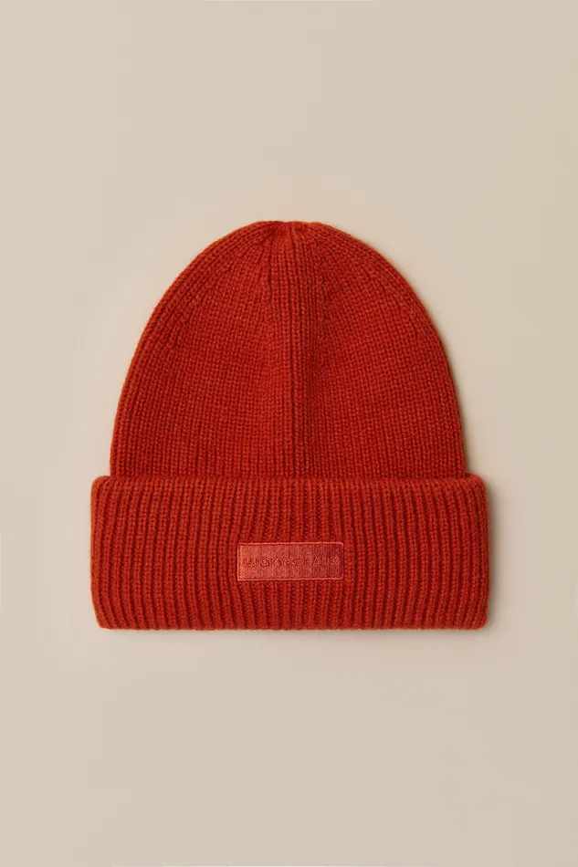Lucky Brand Hats Women Solid Knit Beanie Medium Brown