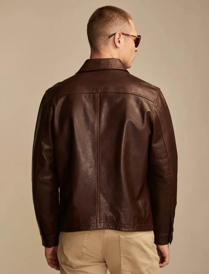 Lucky Brand Jackets and Outerwear Men Leather Touring Jacket Brown