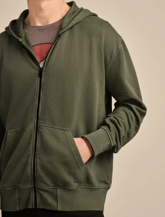 Lucky Brand Jackets and Outerwear Men Relaxed Fleece Zip Hoodie Forest Night