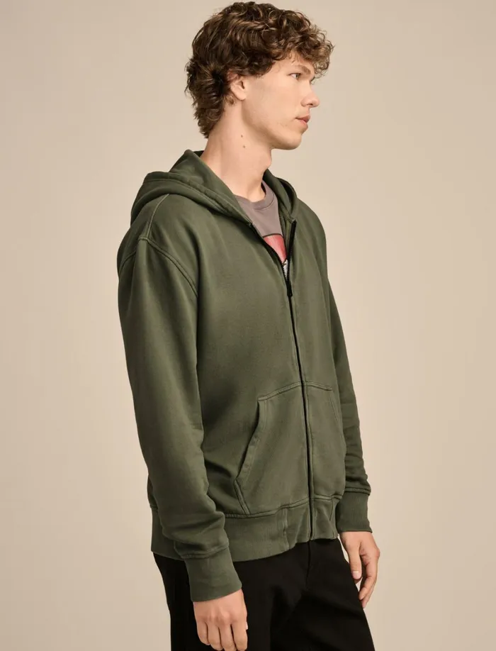 Lucky Brand Jackets and Outerwear Men Relaxed Fleece Zip Hoodie Forest Night