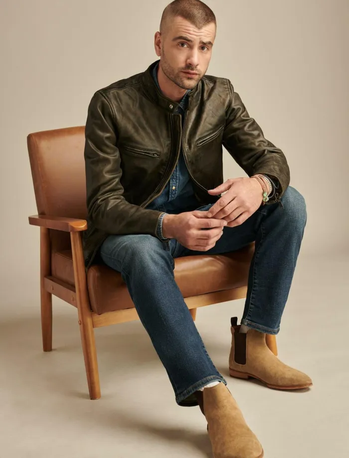 Lucky Brand Jackets and Outerwear Men Washed Leather Bonneville Jacket Washed Black