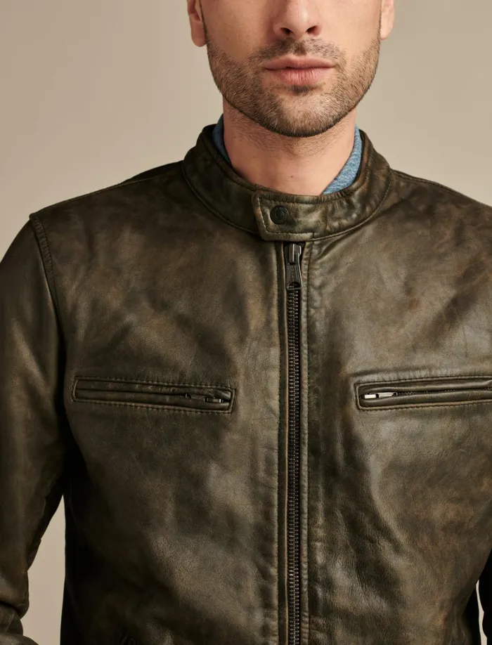 Lucky Brand Jackets and Outerwear Men Washed Leather Bonneville Jacket Washed Black